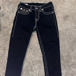 True Religion Dark Denim Jeans with White Stitching
